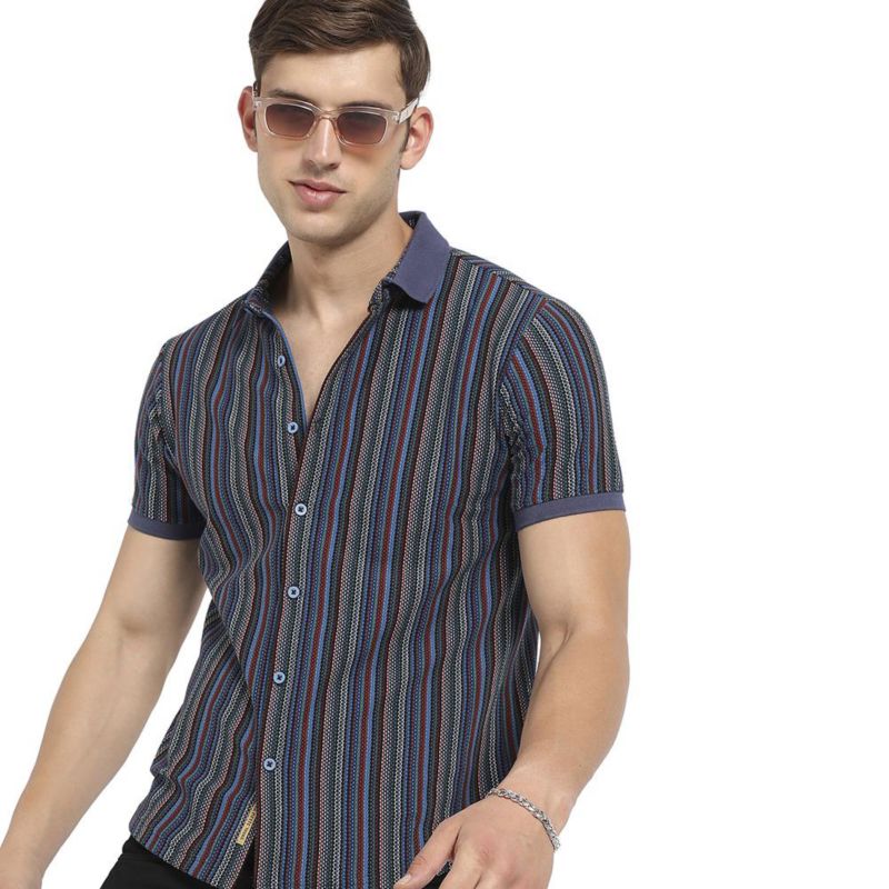 Men's Multicolour Contrast Knitted Shirt