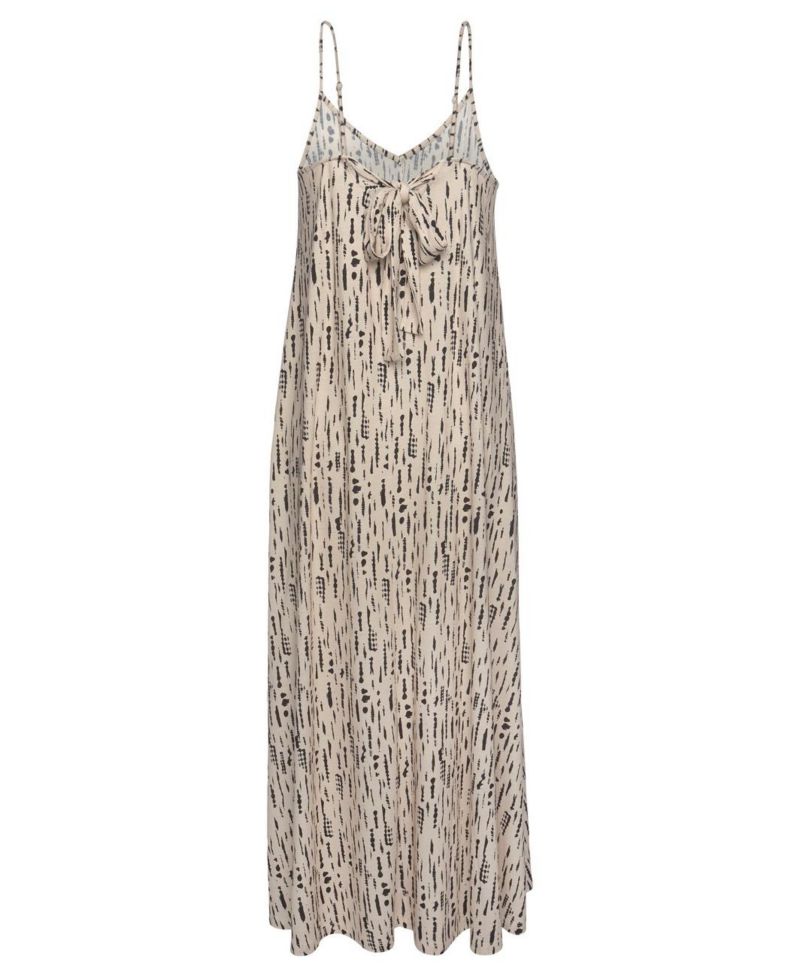 Women's Viscose Printed Tie Back V-Neck Maxi Dress