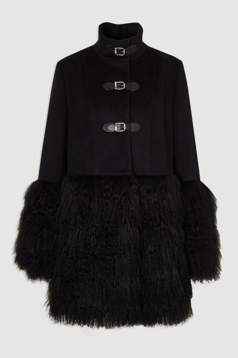 Women's Brushed Wool Buckle Detail Short Coat