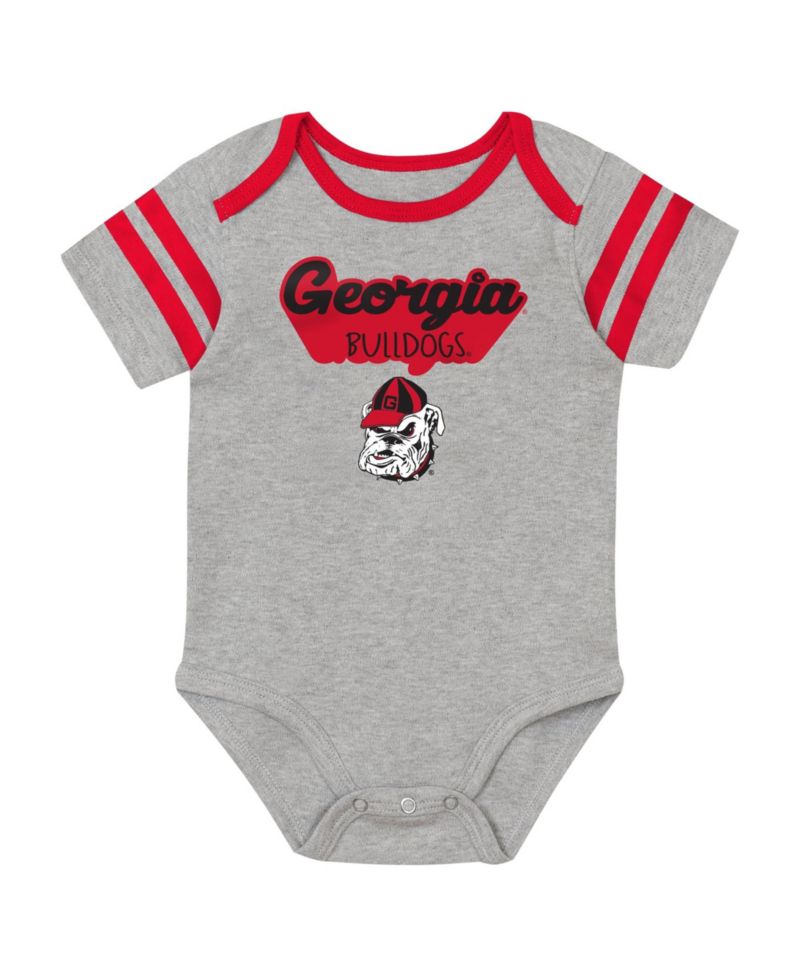 Baby Boys and Girls Red Georgia Bulldogs Star Player Three-Piece Bodysuit Set