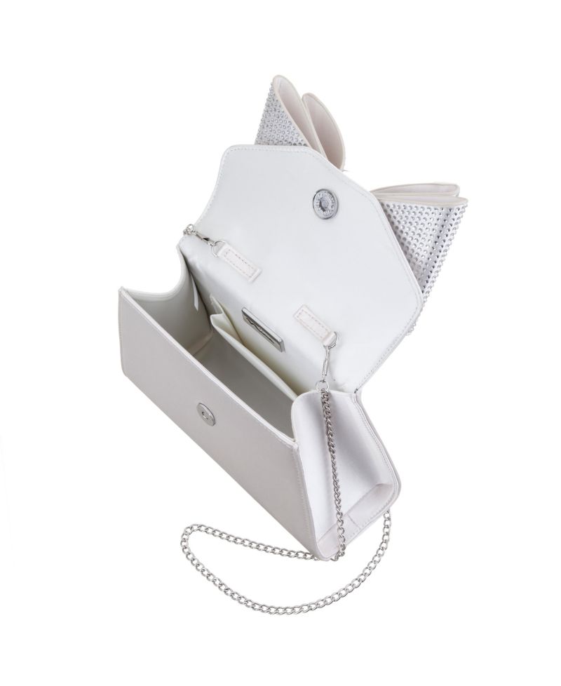 Crystal Double Bow Handheld Satchel Bag