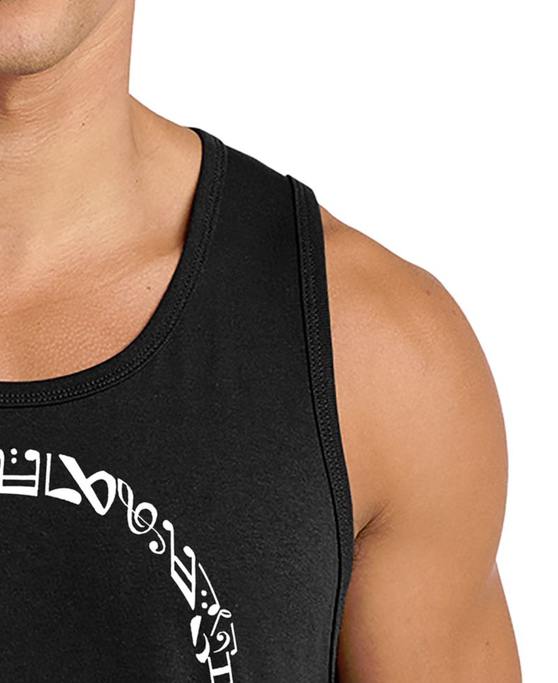 Men's Headphones Music Word Art Graphic Tank Top