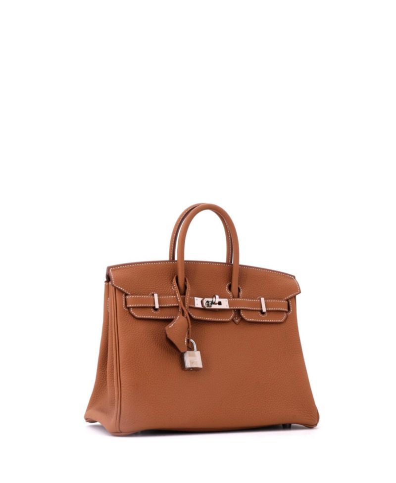 Birkin 25 Handbag Brown Togo with Palladium Hardware