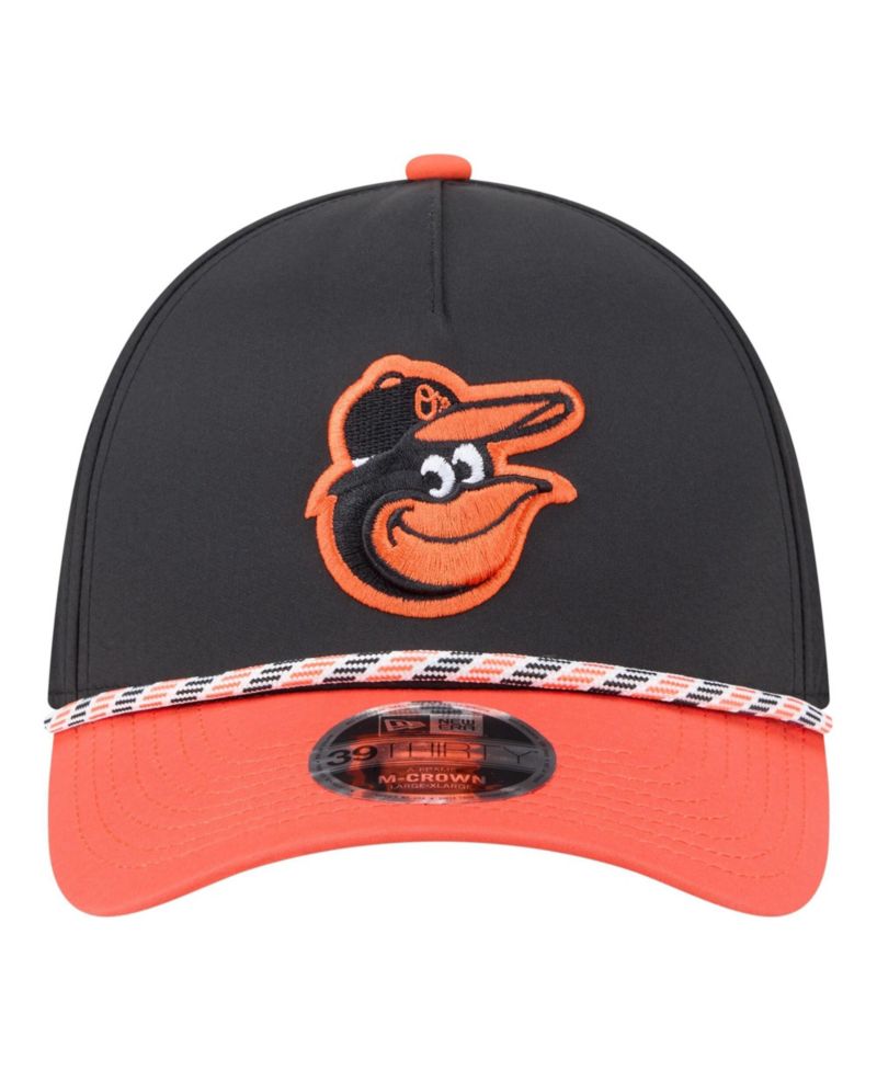 Men's Black/Orange Baltimore Orioles Rope M-Crown A-Frame 39THIRTY Flex Hat