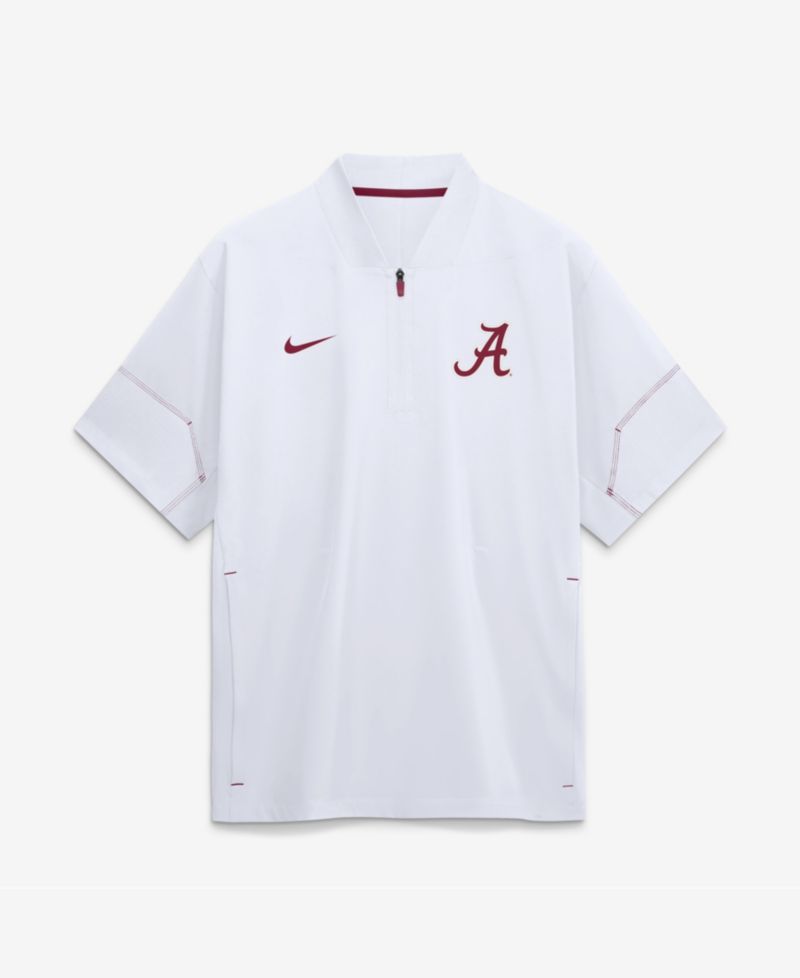 Men's White Alabama Crimson Tide 2026 Sideline Short Sleeve Quarter-Zip Coach Shirt