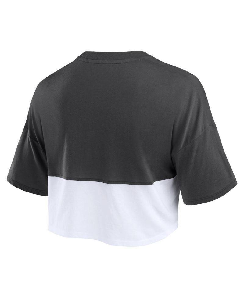 Women's Heather Black/White San Francisco Giants Color Split Boxy Cropped T-Shirt