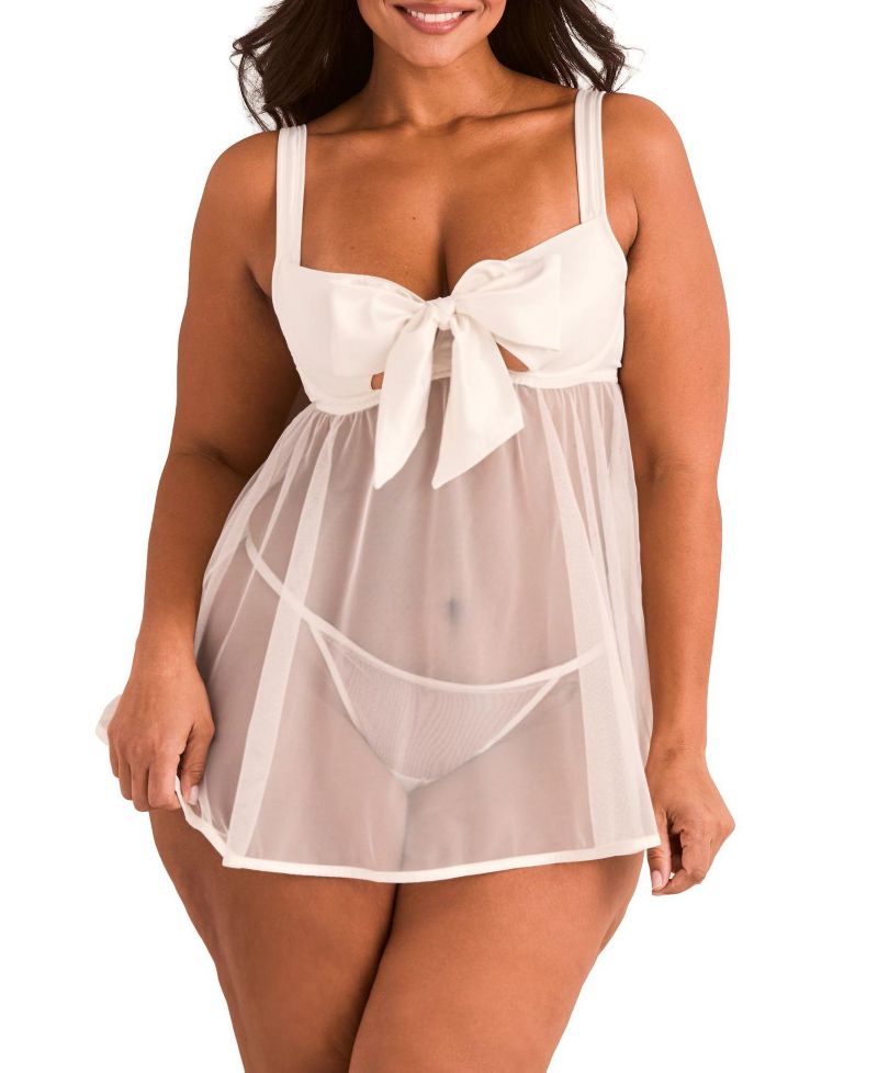 Plus Size Bessima Babydoll and G-String Set Lingerie