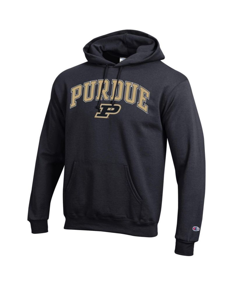 Men's Black Purdue Boilermakers Arched Logo Fleece Pullover Hoodie