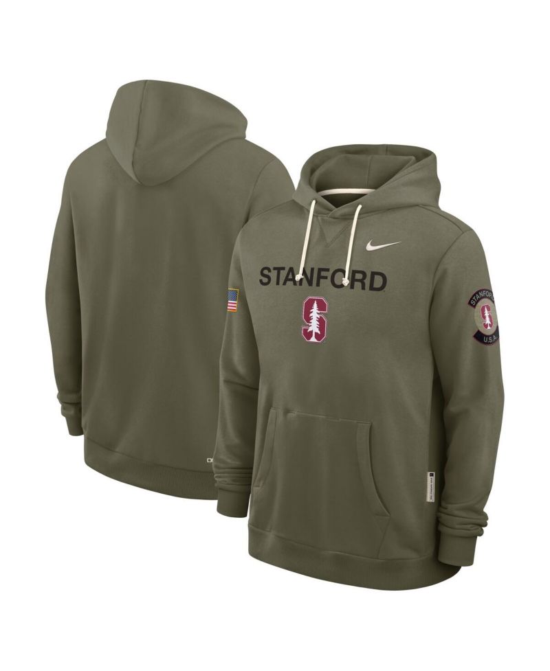 Men's Olive Stanford Cardinal 2025 Military Appreciation Performance Pullover Hoodie