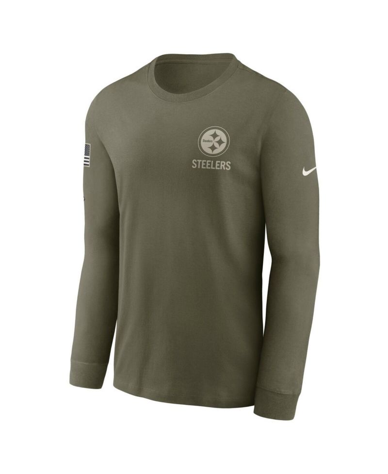 Men's Olive Pittsburgh Steelers 2025 Salute to Service Sideline Long Sleeve T-Shirt