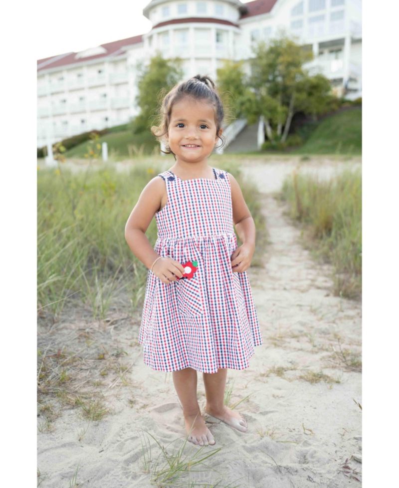 Big Girls Plaid Seersucker Dress With Flowers