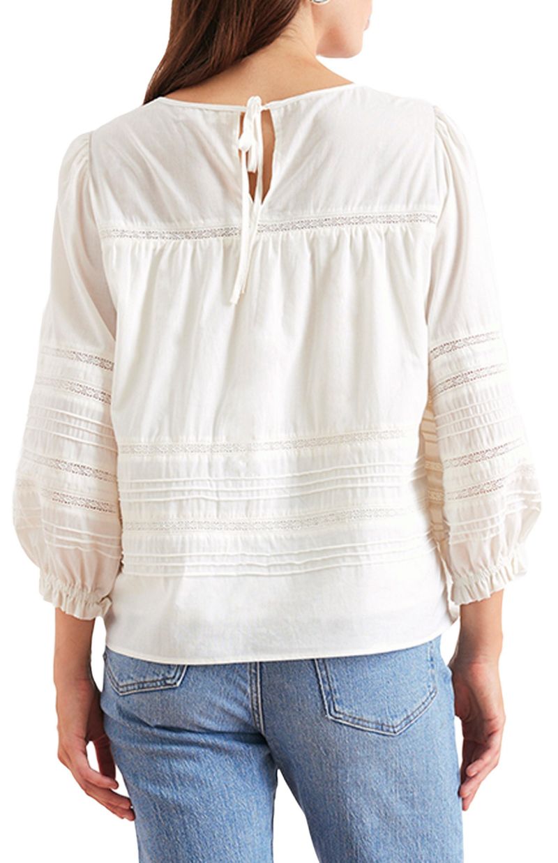 Women's Cotton Dawn Blouse with lace in Off White
