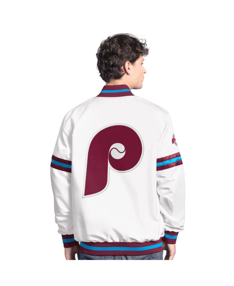 Men's White Philadelphia Phillies Cooperstown Scout Full-Snap Varsity Jacket
