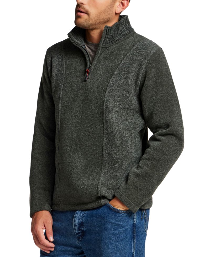 Men's Chenille Elastic Drawcord Quarter-Zip Sweater