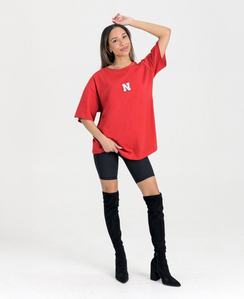Women's Scarlet Nebraska Huskers Oversized Back at Ya T-Shirt
