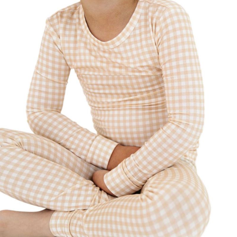 Toddler Boys Sandstone Gingham Pajama Set