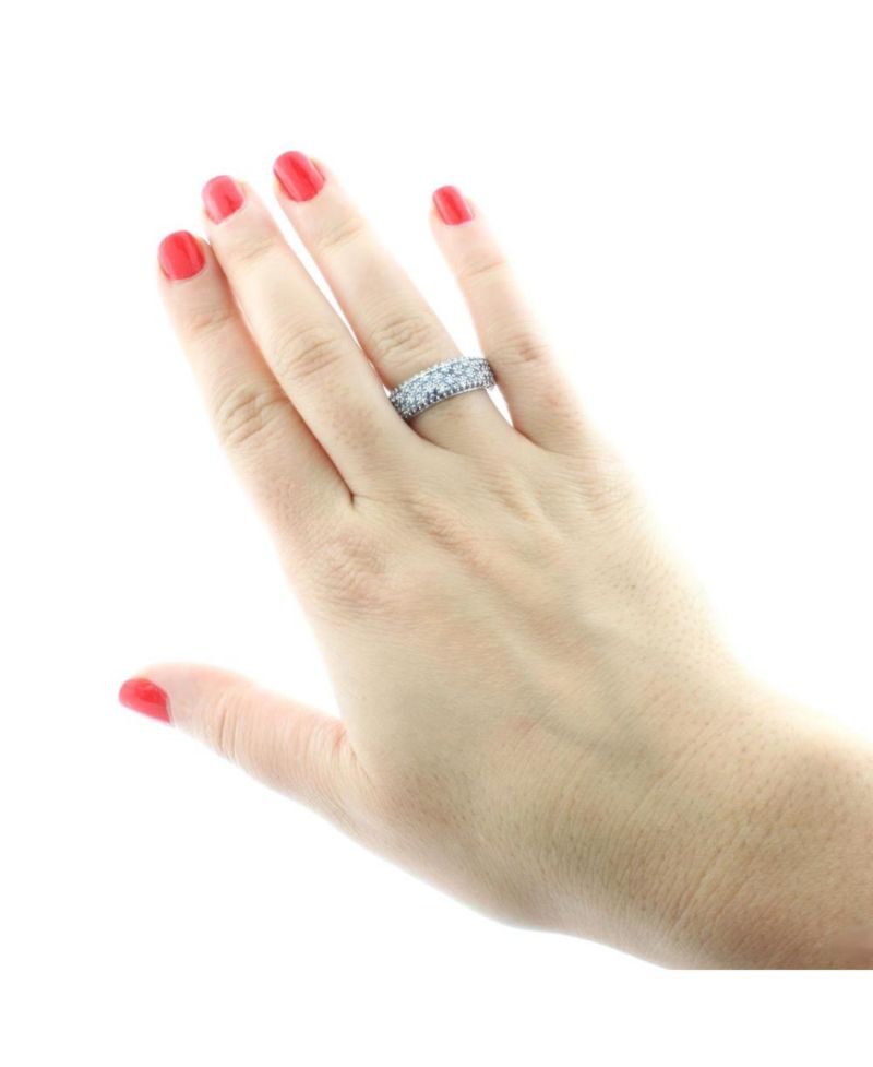 Sterling Silver Sapphire Pave Eternity Band Ring