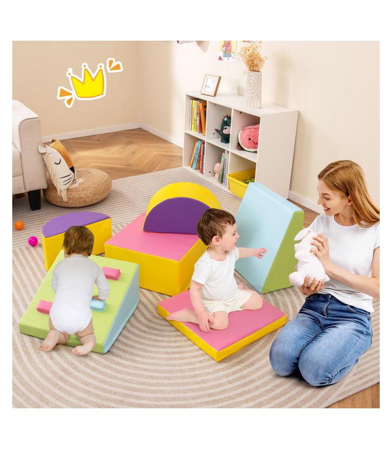 6 Piece Foam Climbing Blocks with Hook and Loop Fasteners