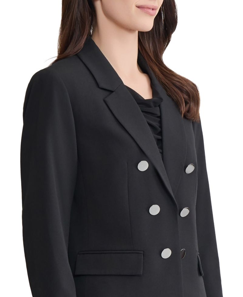 Women's Notch Collar Double Breasted Stretch Blazer