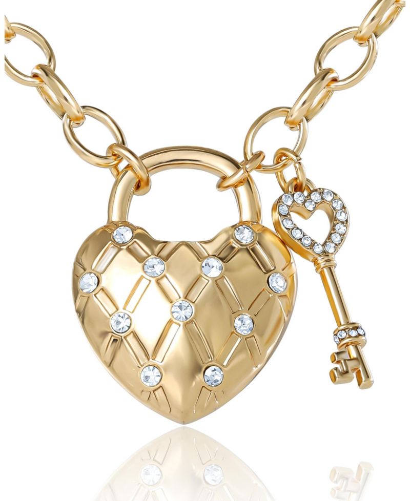 Heart Locket with Key Pendant Necklace, Gold&acirc;€‘Tone