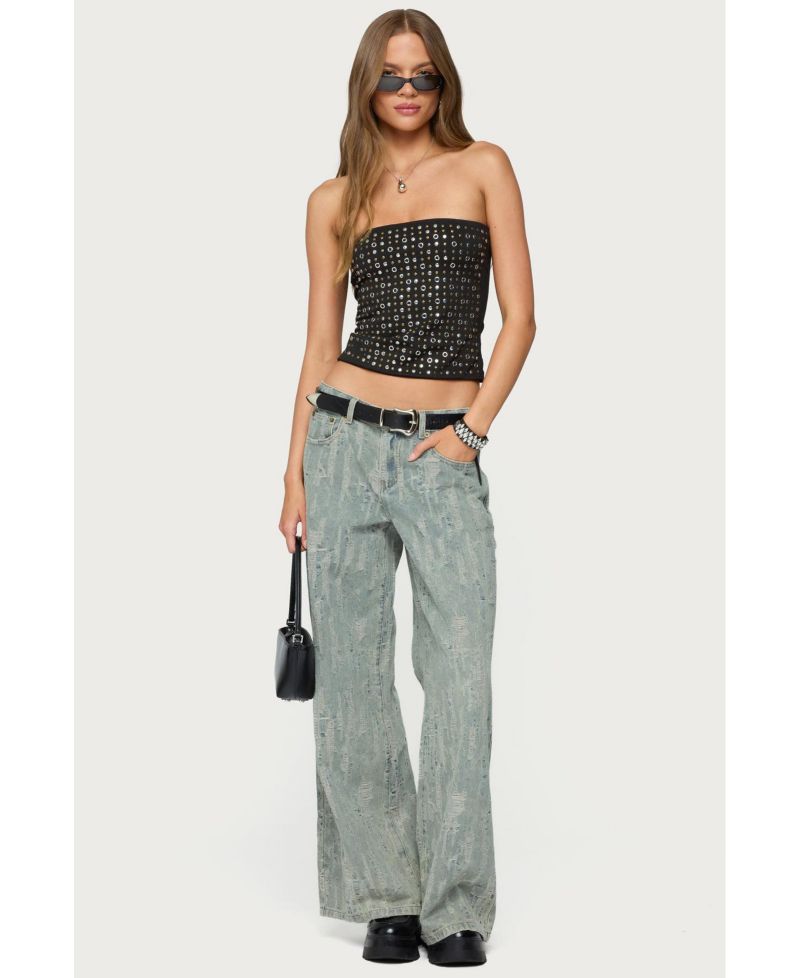 Women's Blanco Studded Grommet Tube Top