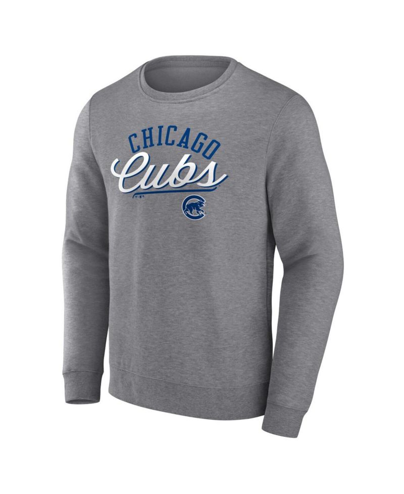 Men's Heather Gray Chicago Cubs Simplicity Pullover Sweatshirt