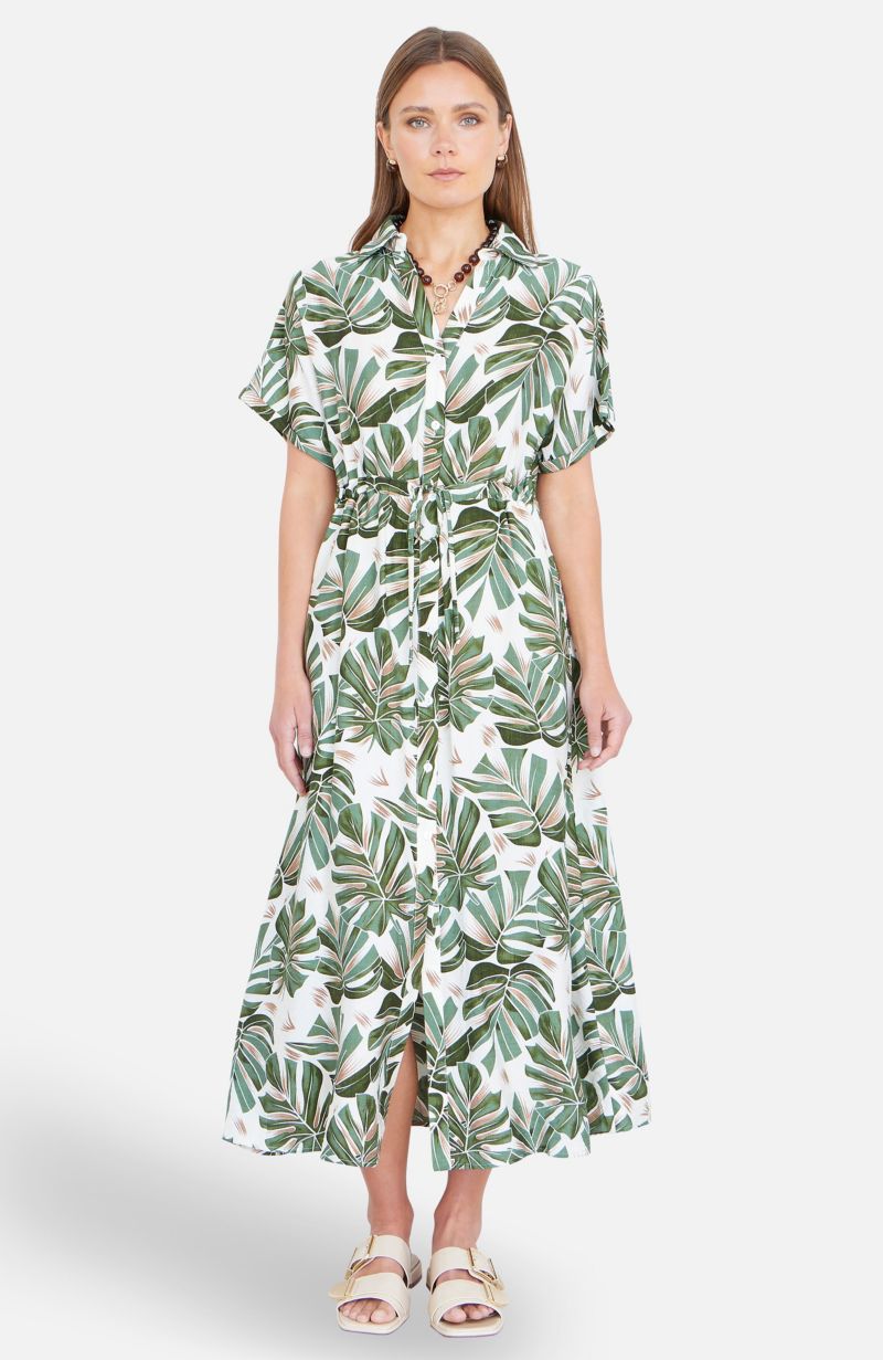 Women's Relaxed Boho Print Maxi Shirt Dress