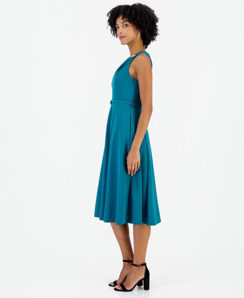 Women's Embellished Tank A-Line Square Neck Midi Dress