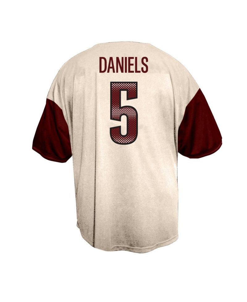 Men's Jayden Daniels Cream Washington Commanders Big & Tall Baseball Button-Up Shirt
