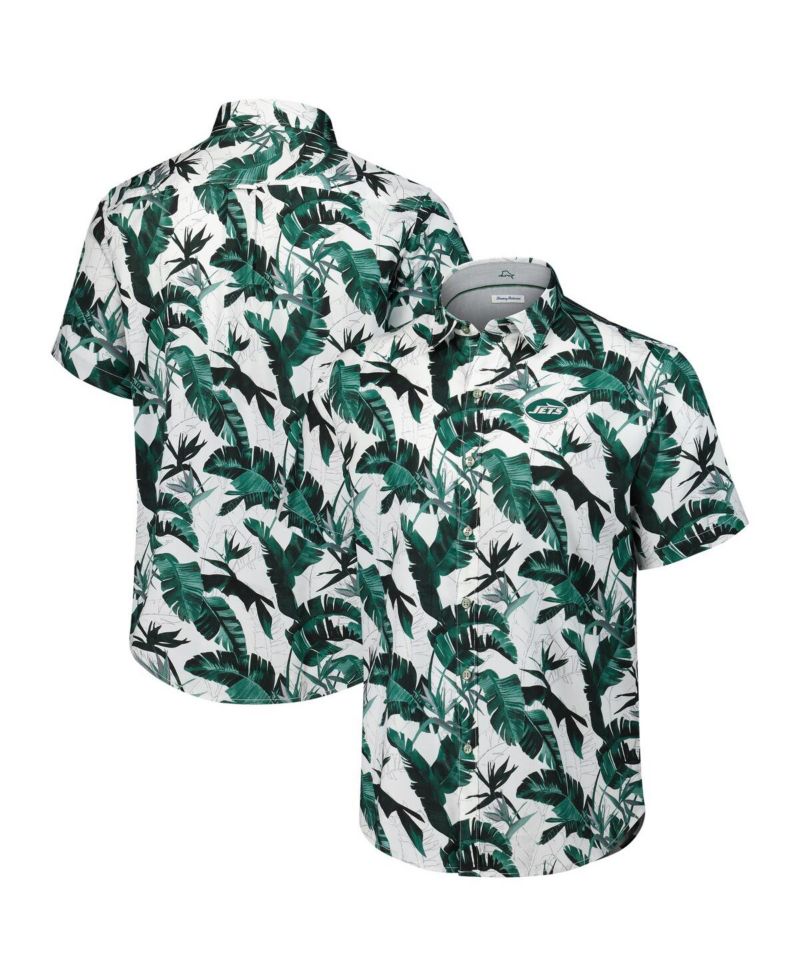 Men's Green New York Jets Sunnyvale Blooms Camp Button-Up Shirt
