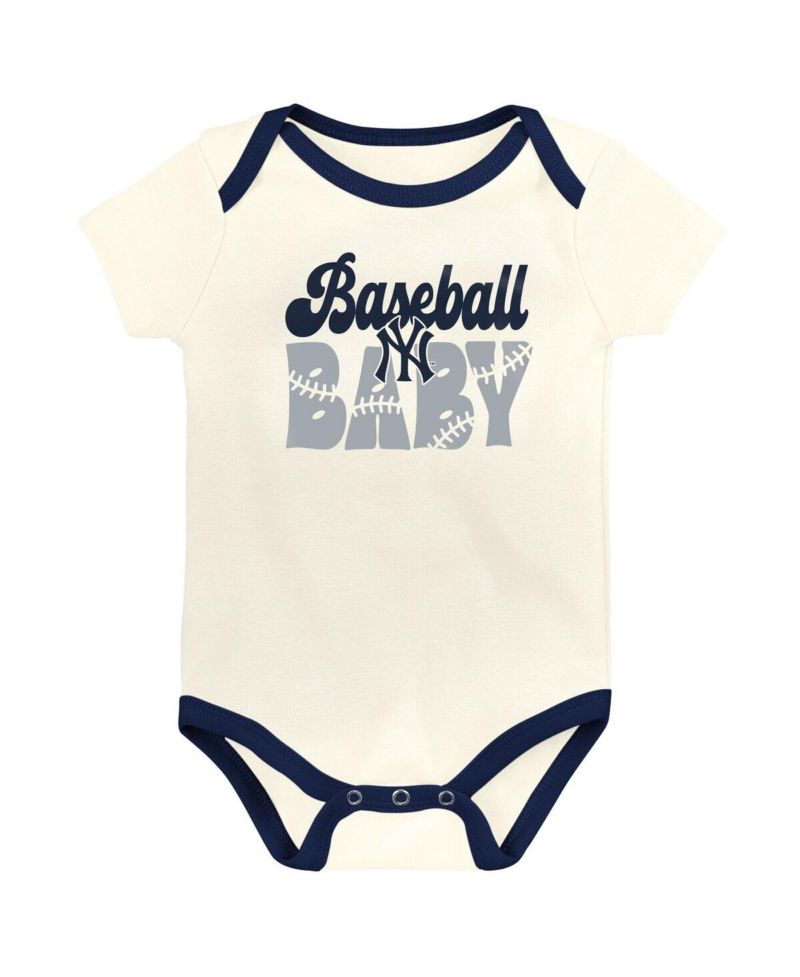 Baby Boys and Girls New York Yankees Home Team 3-Pack Bodysuit Set