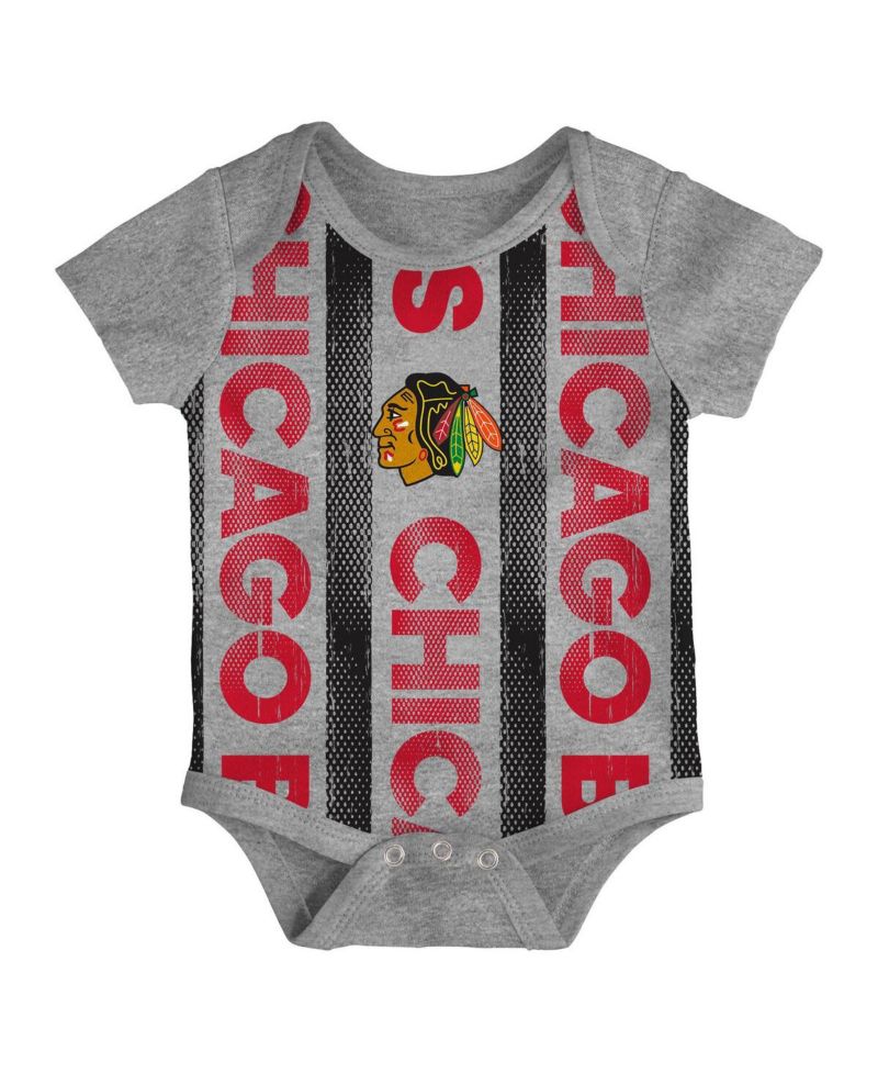 Newborn 3-Pack Chicago Blackhawks Loyal Buddies Bodysuit Set