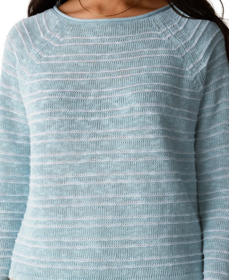 Women's Plus Size Bateau Neck Textured Sweater