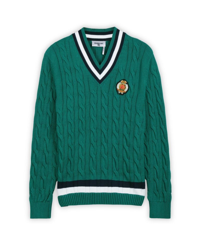Men's Cotton Cable Knit Cricket Sweater