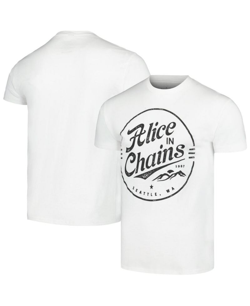 Men's White Alice in Chains Seattle Stamp T-shirt
