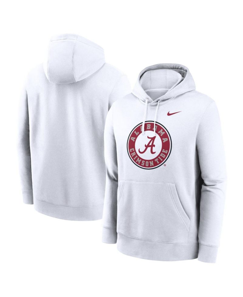 Men's White Alabama Crimson Tide Primetime Alternate Logo Club Fleece Pullover Hoodie