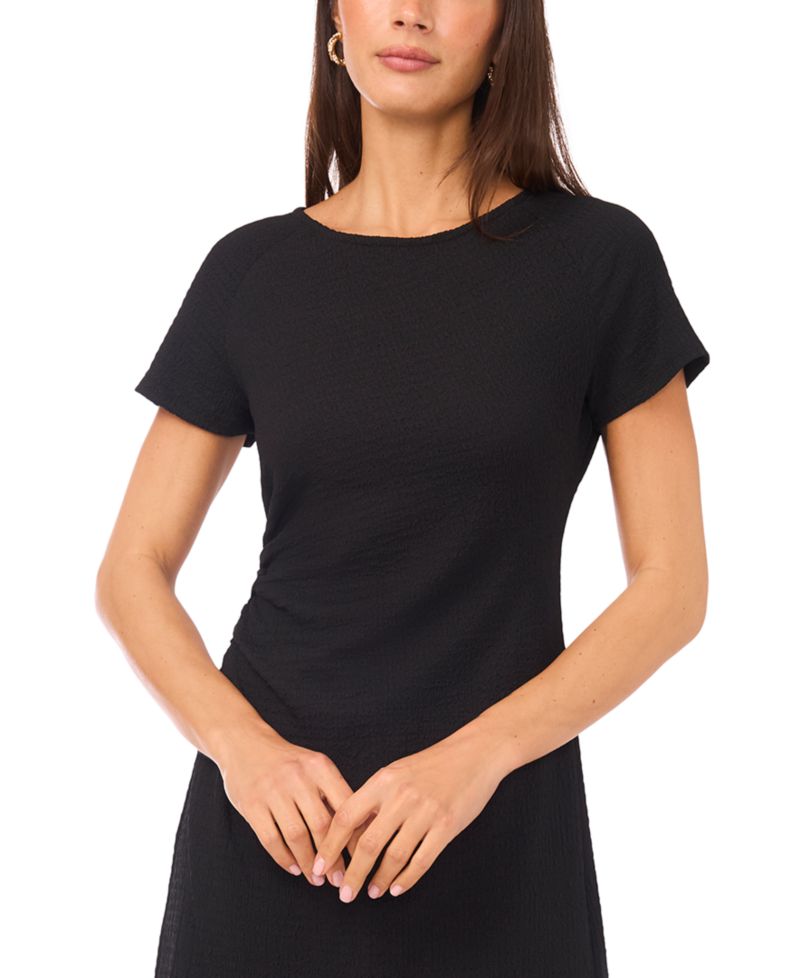 Women's Short-Sleeve Side Ruched Asymmetrical Maxi Dress