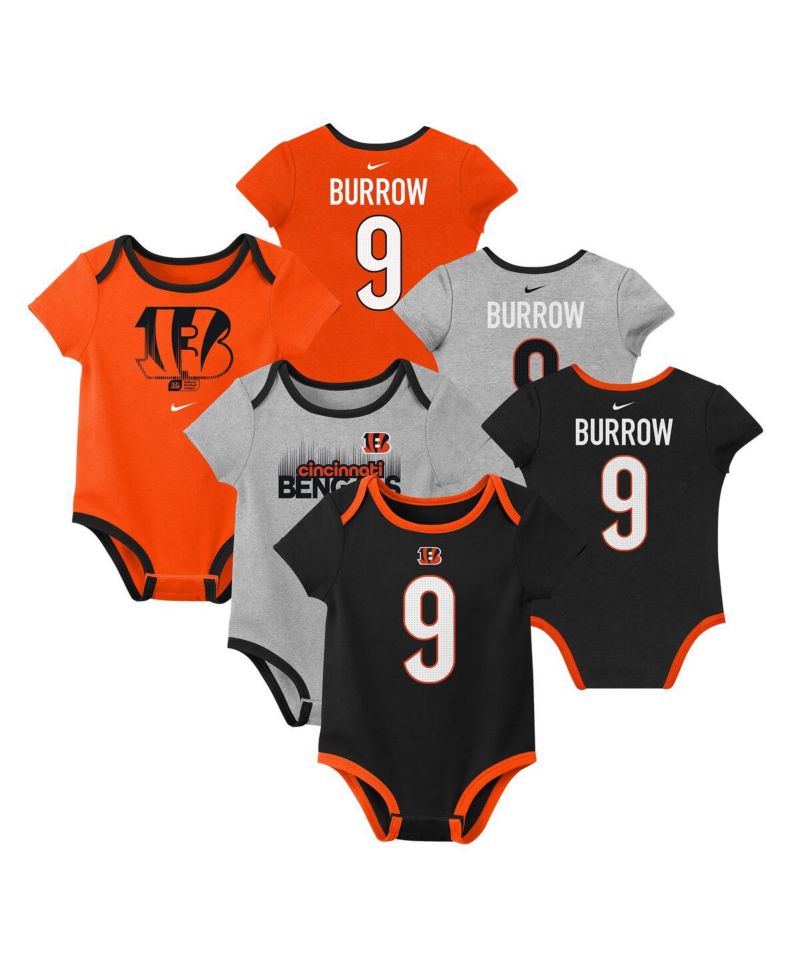 Baby Boys and Girls Joe Burrow Cincinnati Bengals Three-Pack Bodysuit Set