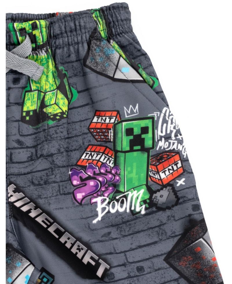 Little Boys (5-20) Creeper Skeleton Zombie Enderman Graphic T-Shirt and Mesh Shorts Outfit Set to