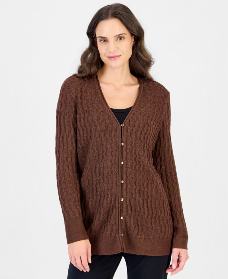 Women's Lurex Stitch Tunic Cardigan Sweater