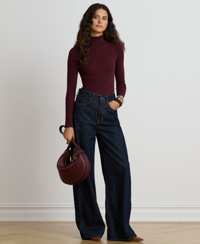 Petite Ribbed Slim-Fit Cotton-Blend Turtleneck Sweater