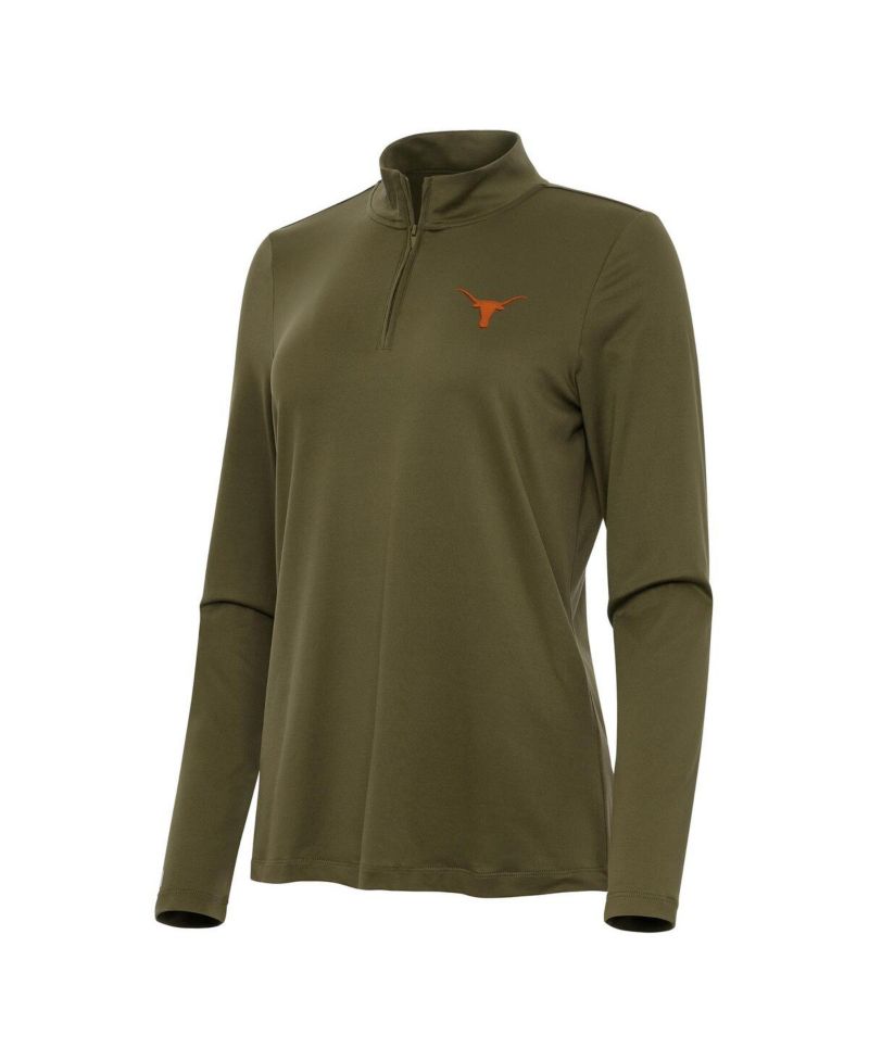 Women's Olive Texas Longhorns Reprocess Quarter-Zip Top
