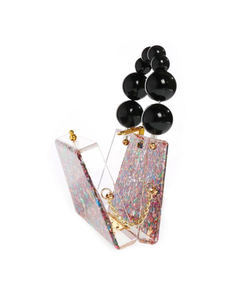 Forever Love confettie Top Handle Acrylic Clutch