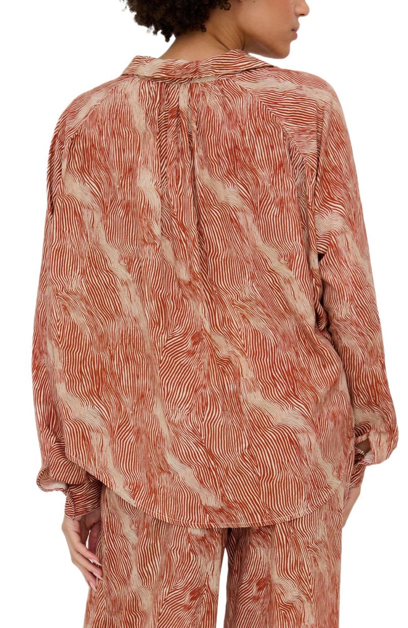 Women's Ginger Button Down Tiger Print Shirt