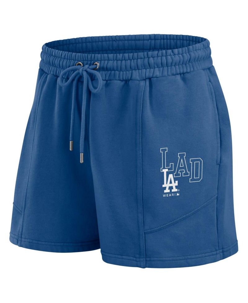 Women's Navy Los Angeles Dodgers Washed Fleece Sweatshirt Shorts Lounge Set