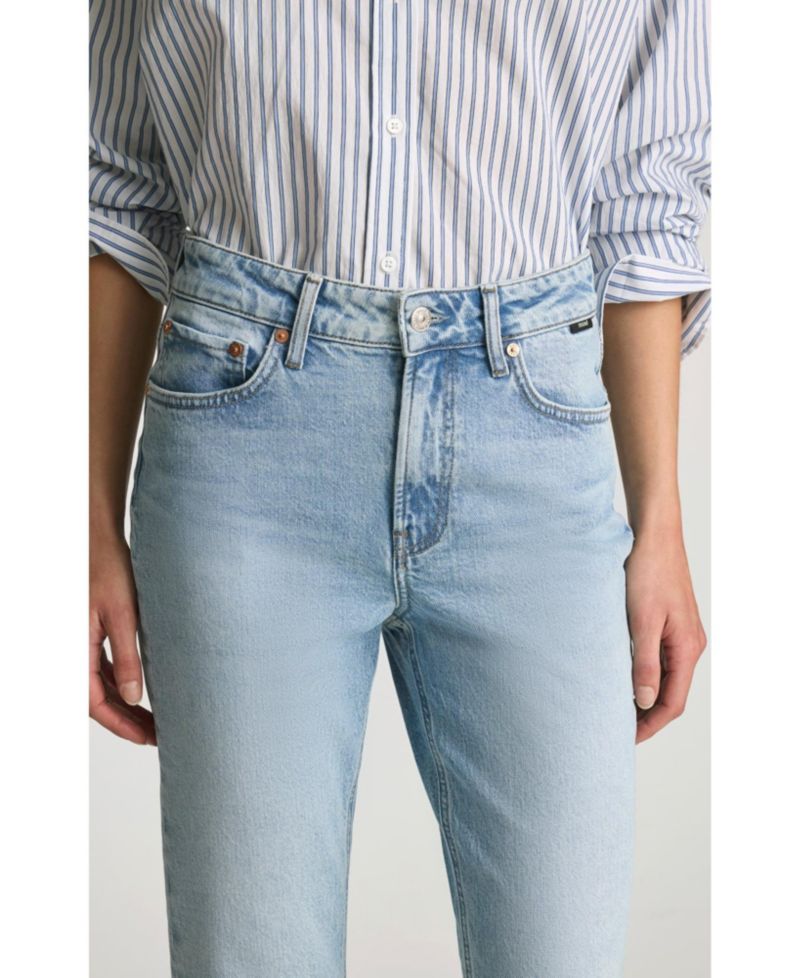 Women's New York High Rise Straight Leg In Lt Brushed Classic Blue