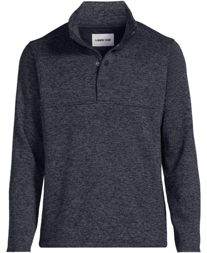 Men's Sweater Fleece Snap Neck Pullover Jacket