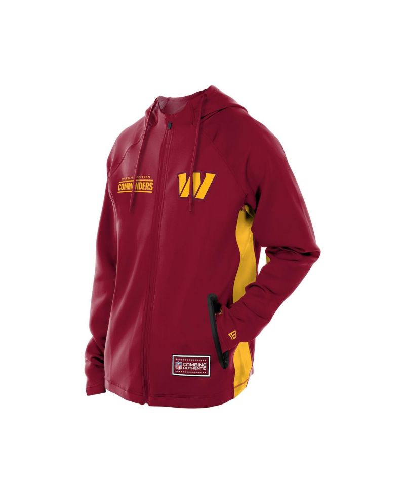Men's Burgundy Washington Commanders Combine Authentic Raglan Scuba Full-Zip Hoodie