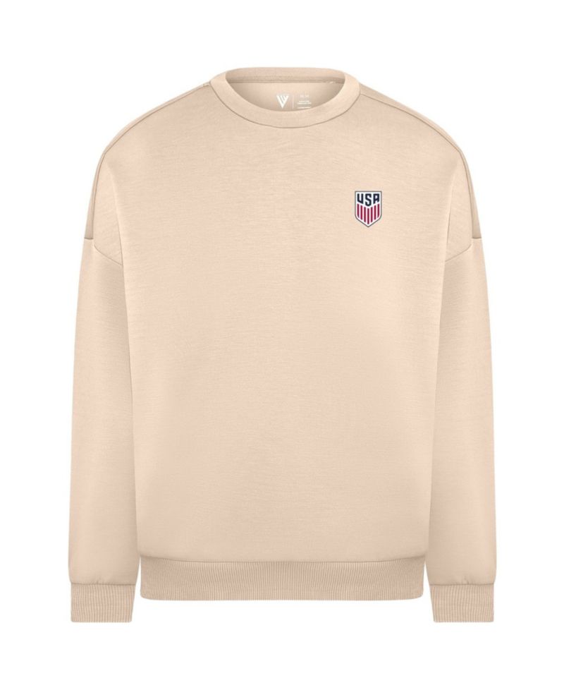 Men's Khaki USMNT Luxe Signature Tri-Blend 3-D Patch Sweatshirt
