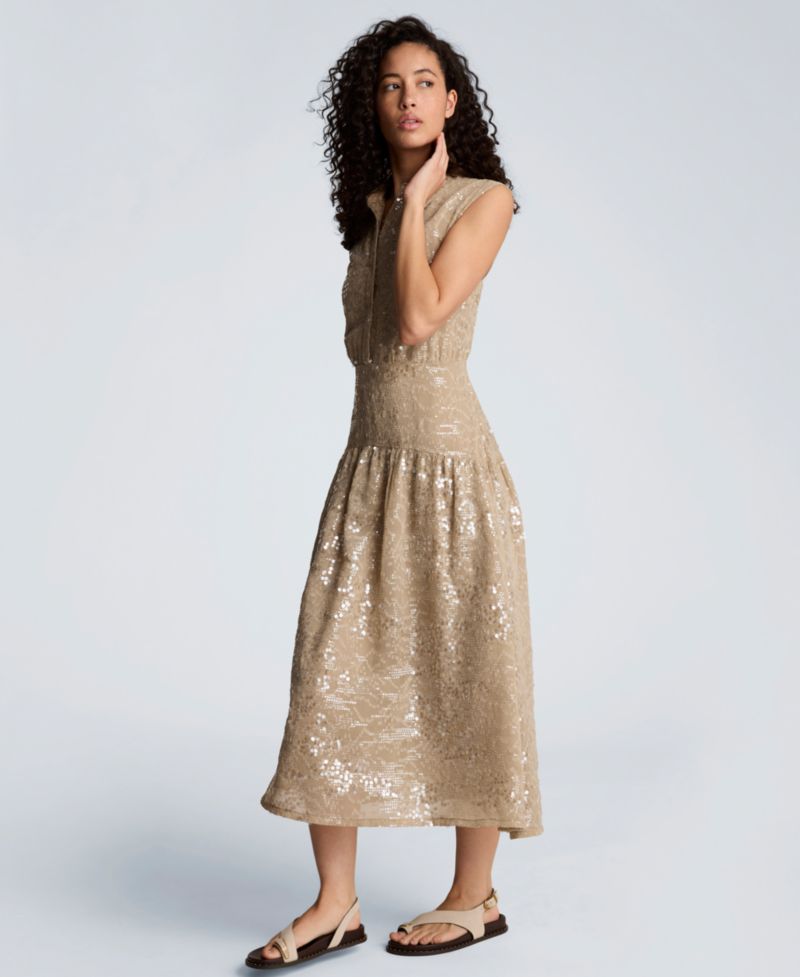 Women's Curved Yoke Collared Dress